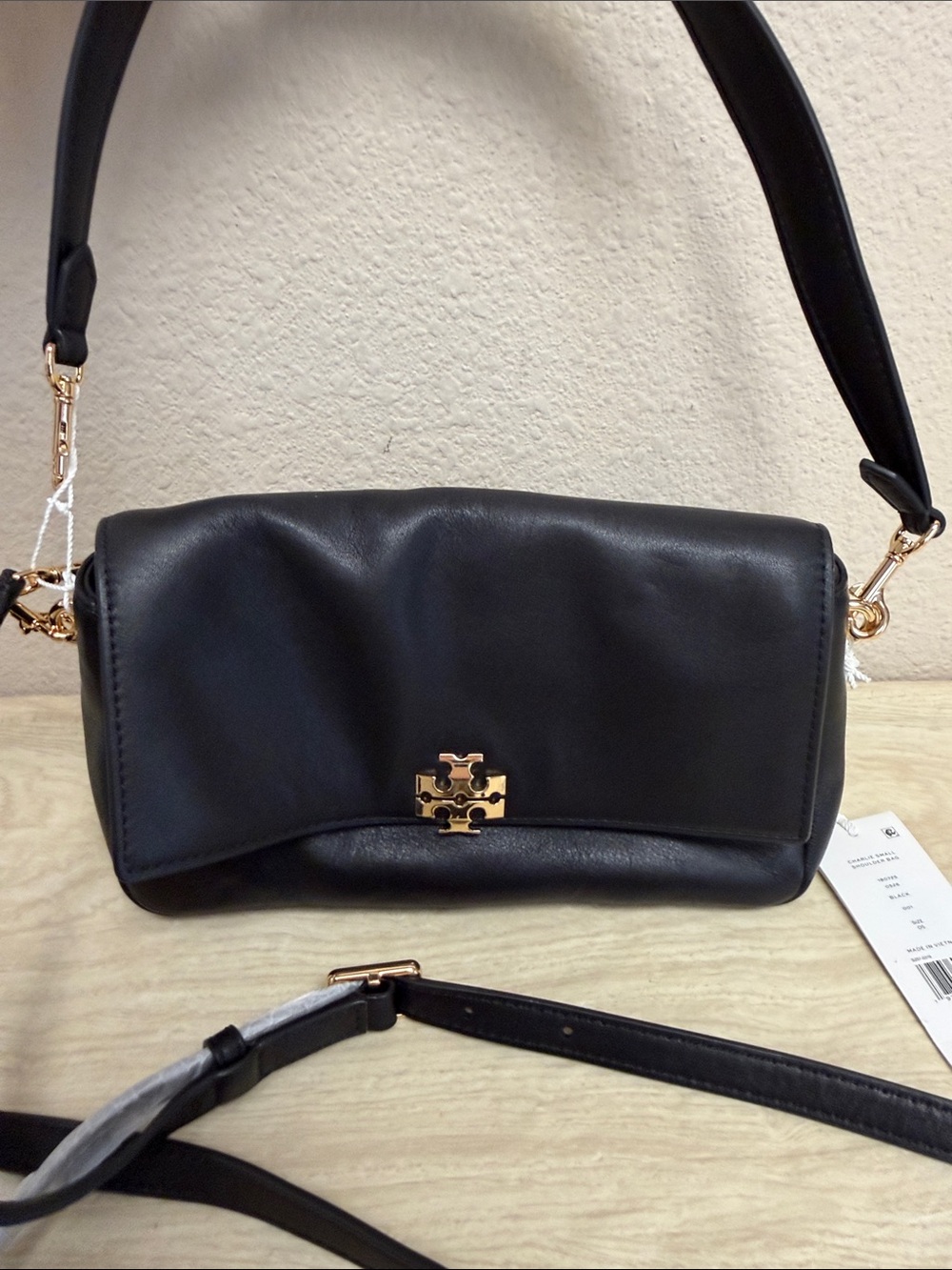 TORY BURCH CHARLIE SMALL SHOULDER BAG BLACK - Picture 3 of 9